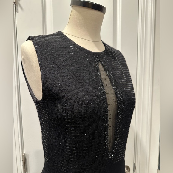 NWT Elegant St. John Sleeveless Black Sequin/Mesh Evening Dress, Size 6 - Picture 3 of 12